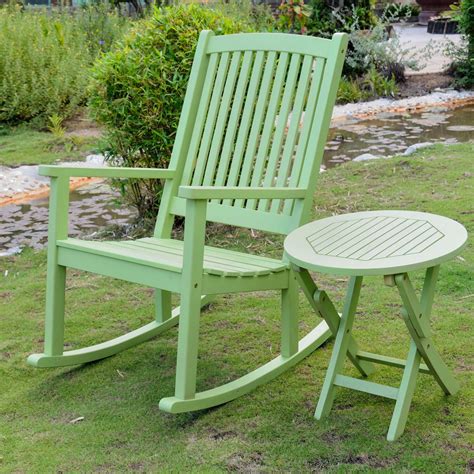 International Caravan Royal Fiji Painted Acacia Rocking Chair and Side Table Set | Garden chairs ...