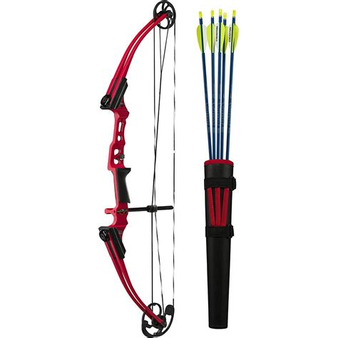 Genesis Archery Mini Compound Target Practice Bow Kit, Left Hand, Red ...