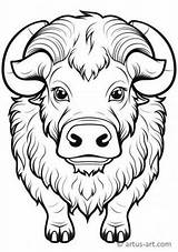 Buffalo Coloring Head Pages Drawing Bison Clipart Outline African Yak  sketch template