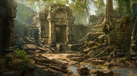 Temple ruins, Wanxing Wang on ArtStation at https://www.artstation.com/artwork/3oKYWm | Temple ...