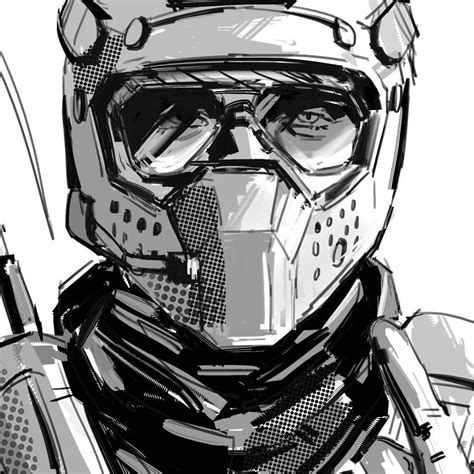 a black and white photo of a man wearing a helmet with goggles on his face