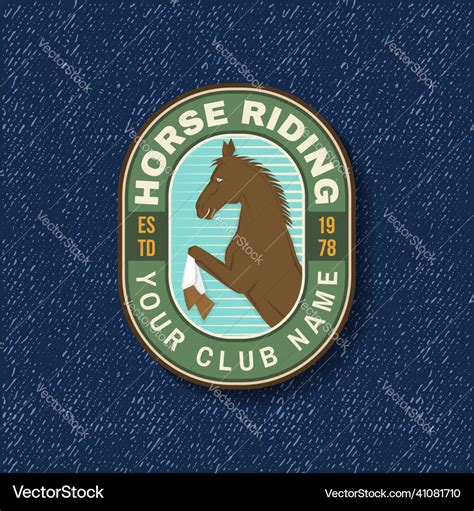 Horse riding club badge patch emblem logo Vector Image