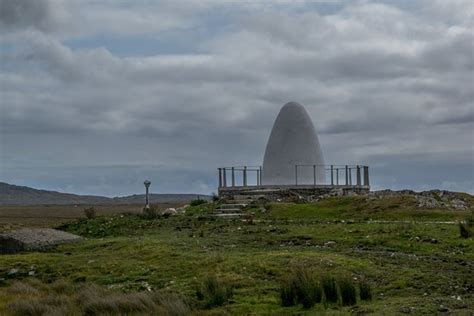 The Alcock & Brown landing site is marked by a cone-shaped monument ...