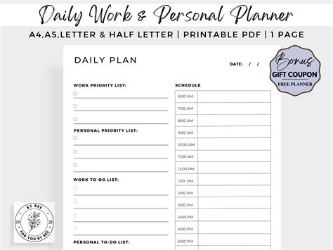 Minimal Daily Planner Printable PDF Graphic by PlannersByBee · Creative Fabrica