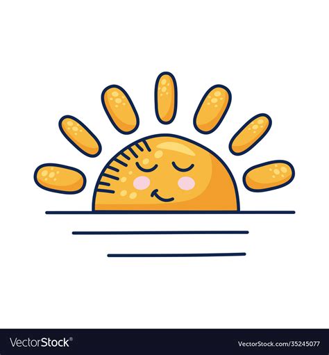 Half sun kawaii weather comic character Royalty Free Vector