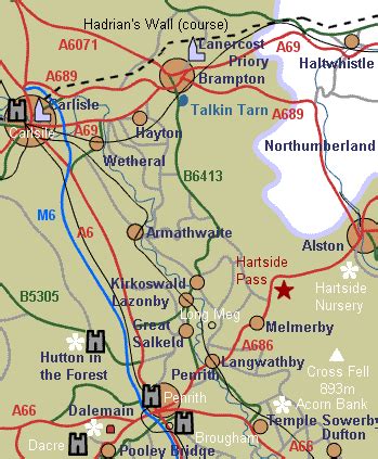 Brampton map. Maps of Cumbria and the Lake District. The essential tourist information guide.