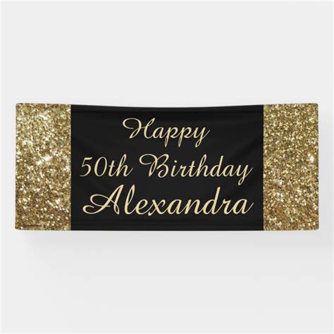 Gold Sparkle 50th Birthday Party Banner | Zazzle