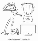 Home Appliances Vector Drawings Black White Stock Royalty Free  sketch template