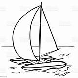 Schizzo Catamarano Con Vele Libro Da Colorare Illustrazione Cartone  sketch template