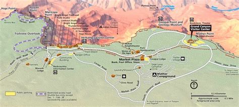 Detailed tourist map of Grand Canyon South Rim