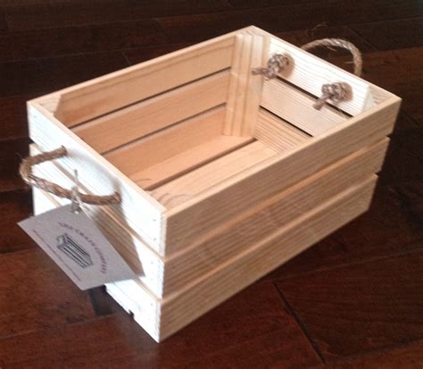 Small Wood Crate With Rope Handles 15L x 10W x