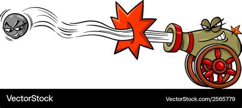 Firing cannon and cannonball cartoon Royalty Free Vector