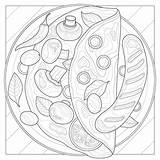 Premium Vector  Omelet With Mushrooms Olives Basil And Sausagecoloring sketch template