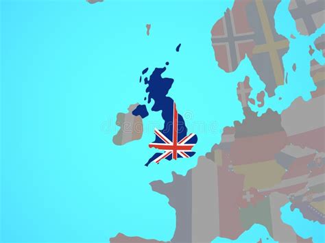 United Kingdom with Flag on Map Stock Illustration - Illustration of europe, european: 131057795