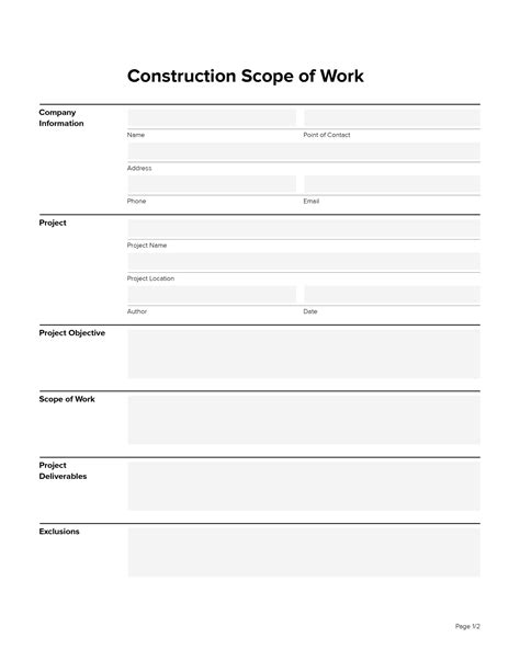 Home Renovation Scope Of Work Template