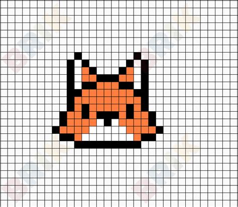 Cute Easy Fox Pixel Art Grid - greencamiljo
