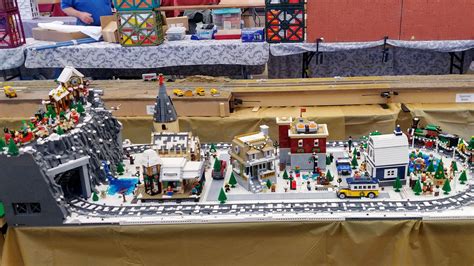 My Lego winter village layout on display at a local train show this ...