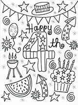 Happy fourth Birthday coloring Page With Balloons Cake And Other  sketch template