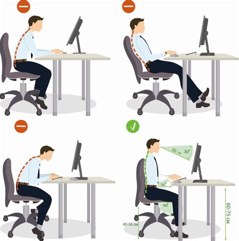 What are the features of an ergonomically designed chair for correct posture?