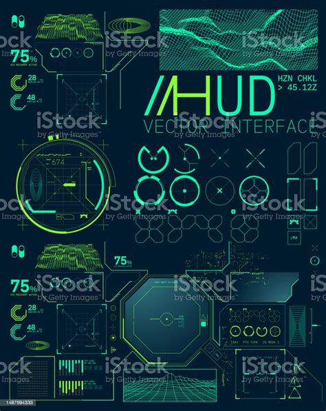 Hud Detailed User Interface Futuristic Cyberpunk Wire Mesh Kit Elements Stock Illustration ...