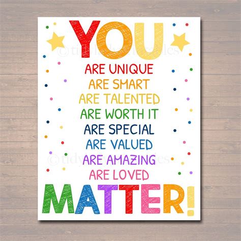 YOU MATTER Classroom Printable Poster in 2021 | Counselor office ...