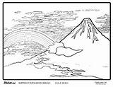 Coloring Sheet  Famous Artist Hokusai Katsushika Japanese Mt Fuji sketch template