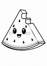 Cool Kawaii Watermelon Coloring Page sketch template