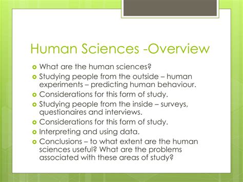 PPT - HUMAN SCIENCES PowerPoint Presentation, free download - ID:2584698