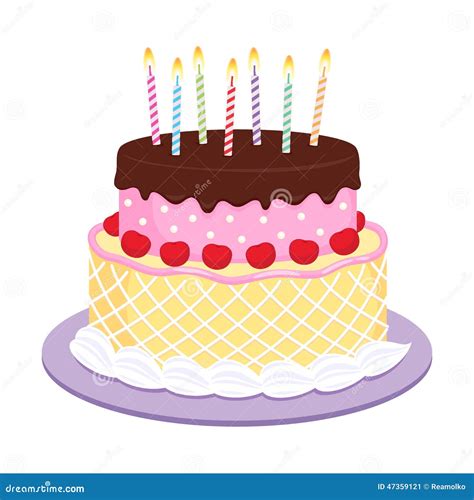 Birthday Cake with Candles Illustration. Stock Vector - Illustration of chocolate, baked: 47359121