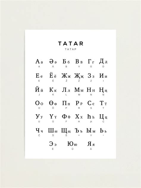 "Tatar Alphabet Chart, Kazakh Language Chart, White" Photographic Print ...