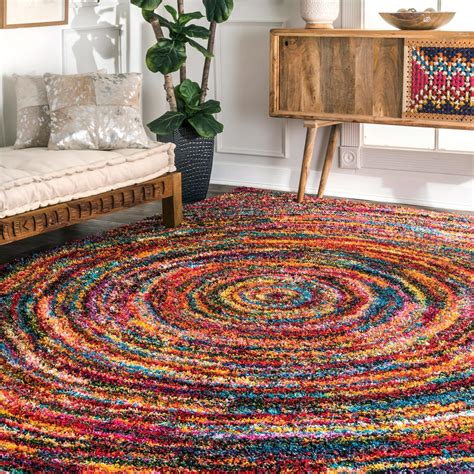 nuLOOM Contemporary Radiance Swirl Shag Area Rug Jute Area Rugs, Cotton ...