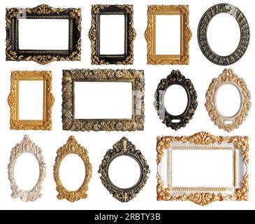 Set of different old fashioned frames on white background Stock Photo ...