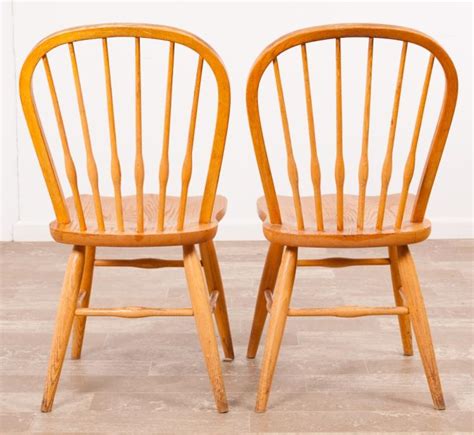 Oak Bow Back Windsor Chairs Group