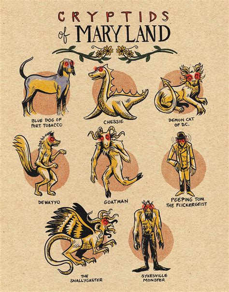 Famous Cryptids of Maryland Print - Etsy
