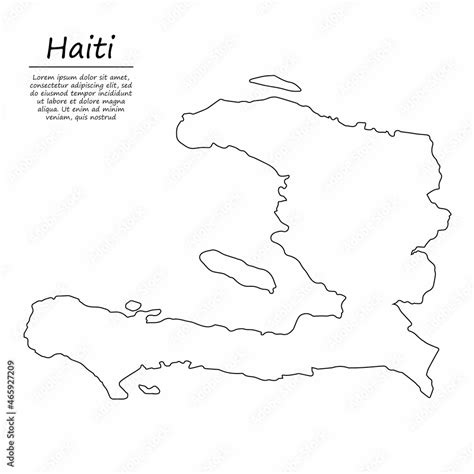 Simple outline map of Haiti, silhouette in sketch line style Stock Vector | Adobe Stock