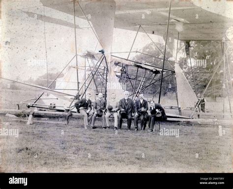 Sir Hiram Maxim with his flying machine at Baldwyns Park, Kent Stock ...