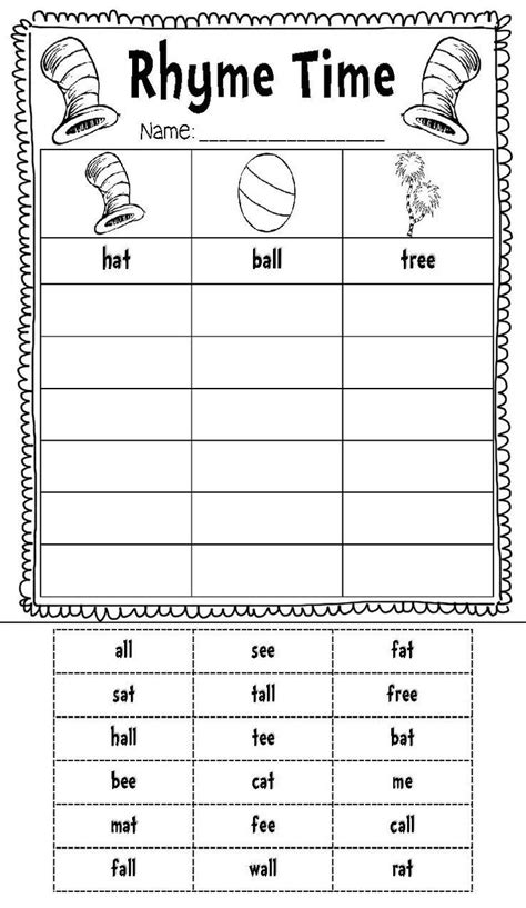 First Day Back, New Unit, and Dr. Seuss Freebie! | Rhyming worksheet, Seuss classroom, Rhyming ...