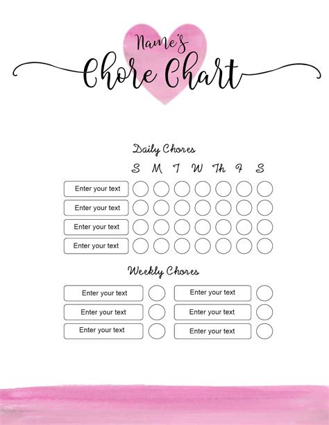 FREE chore chart template | 101 Different Designs