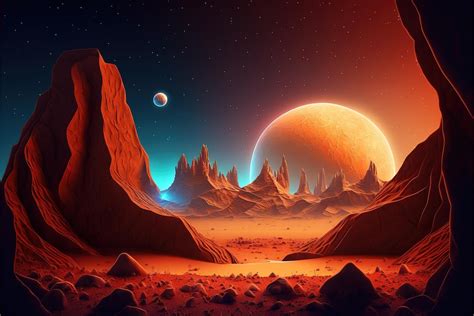 Premium Photo | Mars surface alien planet landscape 3d illustration