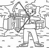 Archery Archer Raising Bow And Arrow Coloring Page 50750194 Vector Art  sketch template
