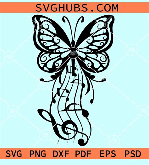 Butterfly with music notes svg, Butterfly svg file, Butterfly music note svg, music notes svg