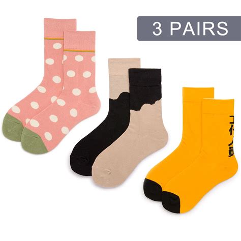 2019 New 3 pairs Women Socks Cotton Crew Lovers Socks Funny Cartoon Casual Colorful Dots in tube ...