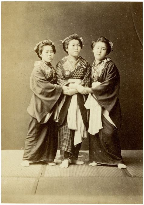 Women holding hands, Raimund von Stillfried, Meiji Period. Japan.