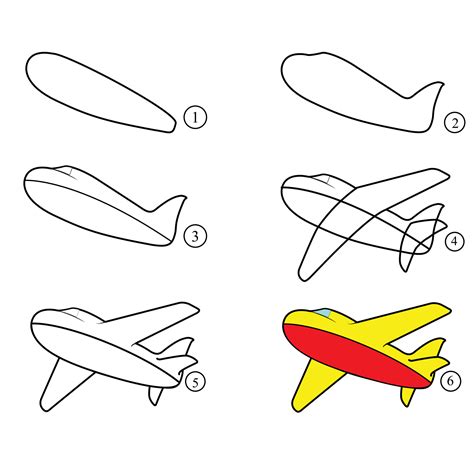 Aeroplane sketch step by step drawing tutorial for kids, preschool ...