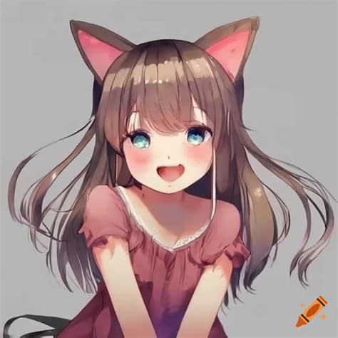Cute anime girl with matching cat ears on Craiyon