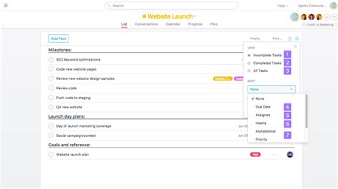 Using Asana list layout | Product guide · Asana