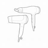 Set Of hair Dryer Line Art Vector Hand Drawing Isolated For  sketch template