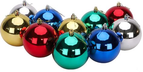 Toyland 10 Extra Large 100mm Colour Christmas Baubles - Christmas Tree Decorations (Assorted ...