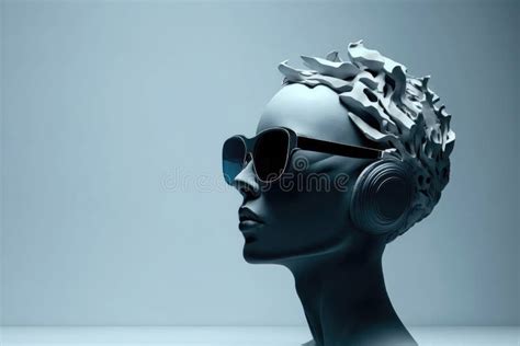 Illustration of a Sculpture Head with Glasses and Headphones ...