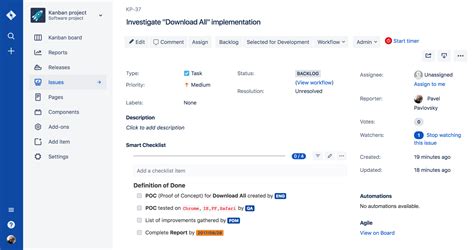 Jira Checklist Template